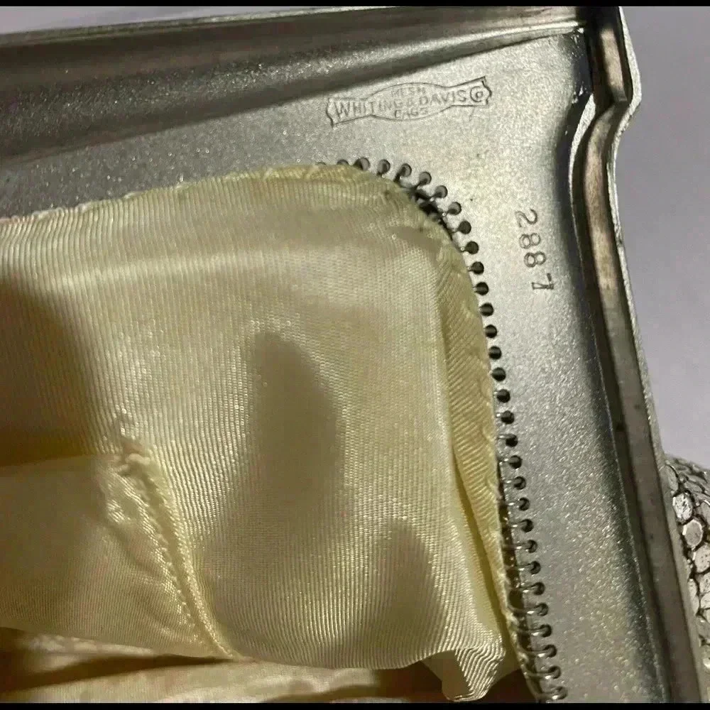 Whiting & Davis silver sequins evening bag